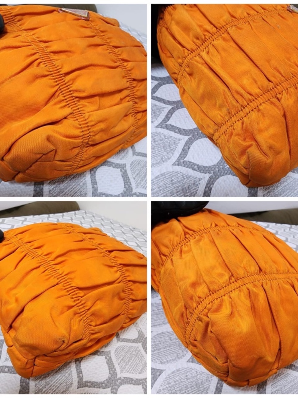 Authentic Prada Tessuto Gaufre Nylon Clutch Orange - Picture 7 of 14